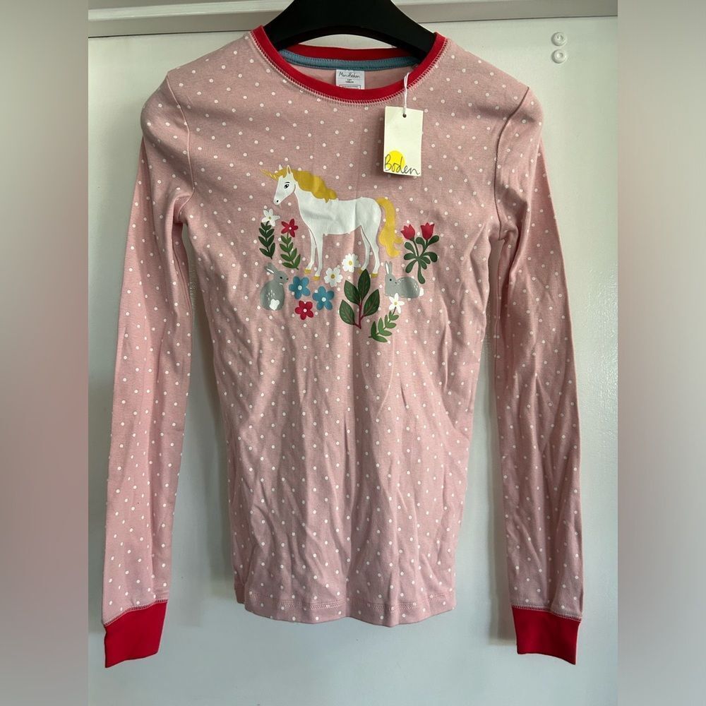 NWT Mini Boden Unicorn pajama top, Size 13Y